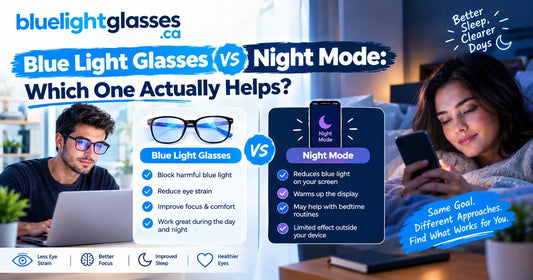 Night mode turns the whole screen orange while clear blue light glasses leave screen colours true